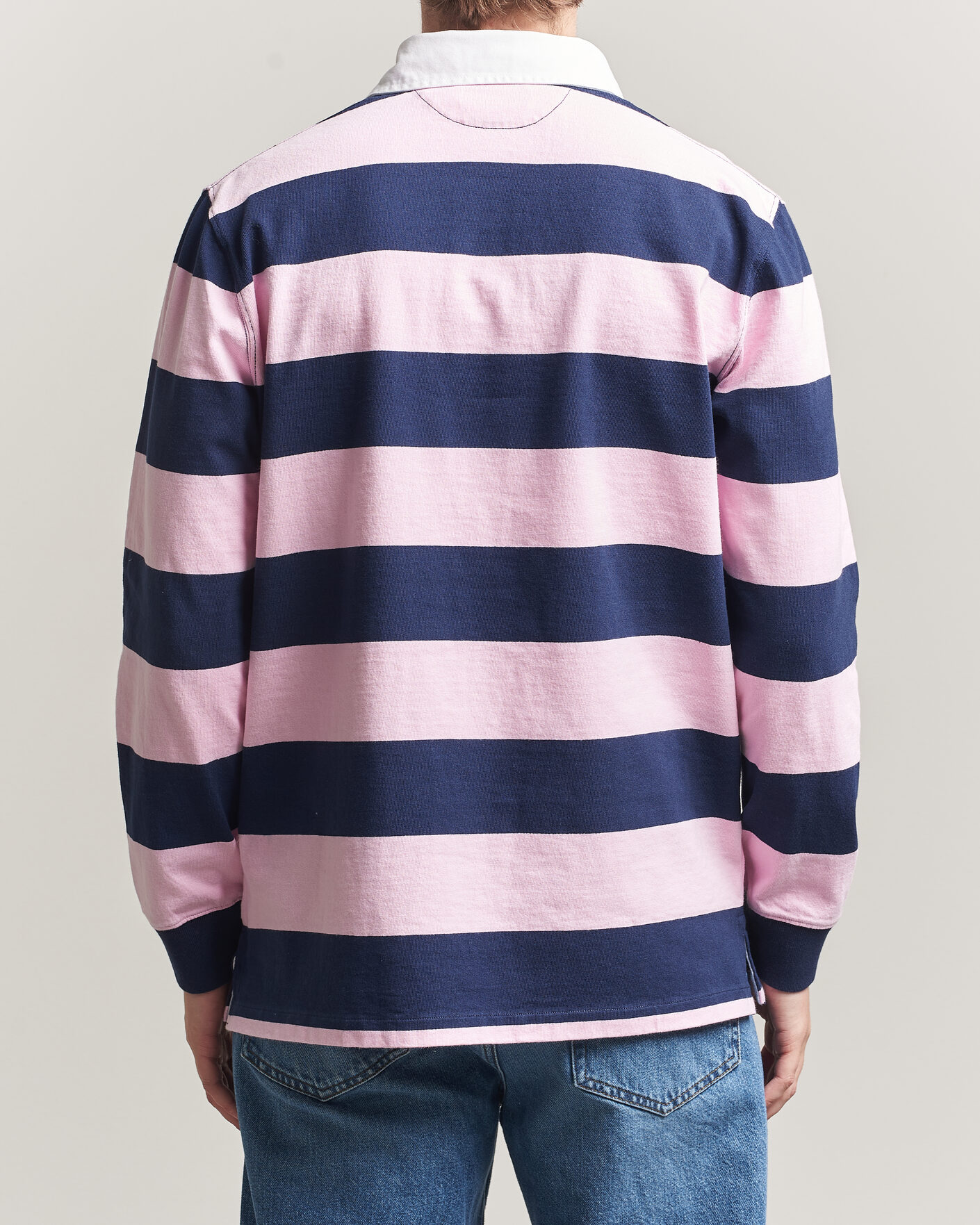 Herr | Tröjor | Polo Ralph Lauren | Jersey Striped Rugger Carmel Pink/Newport Navy