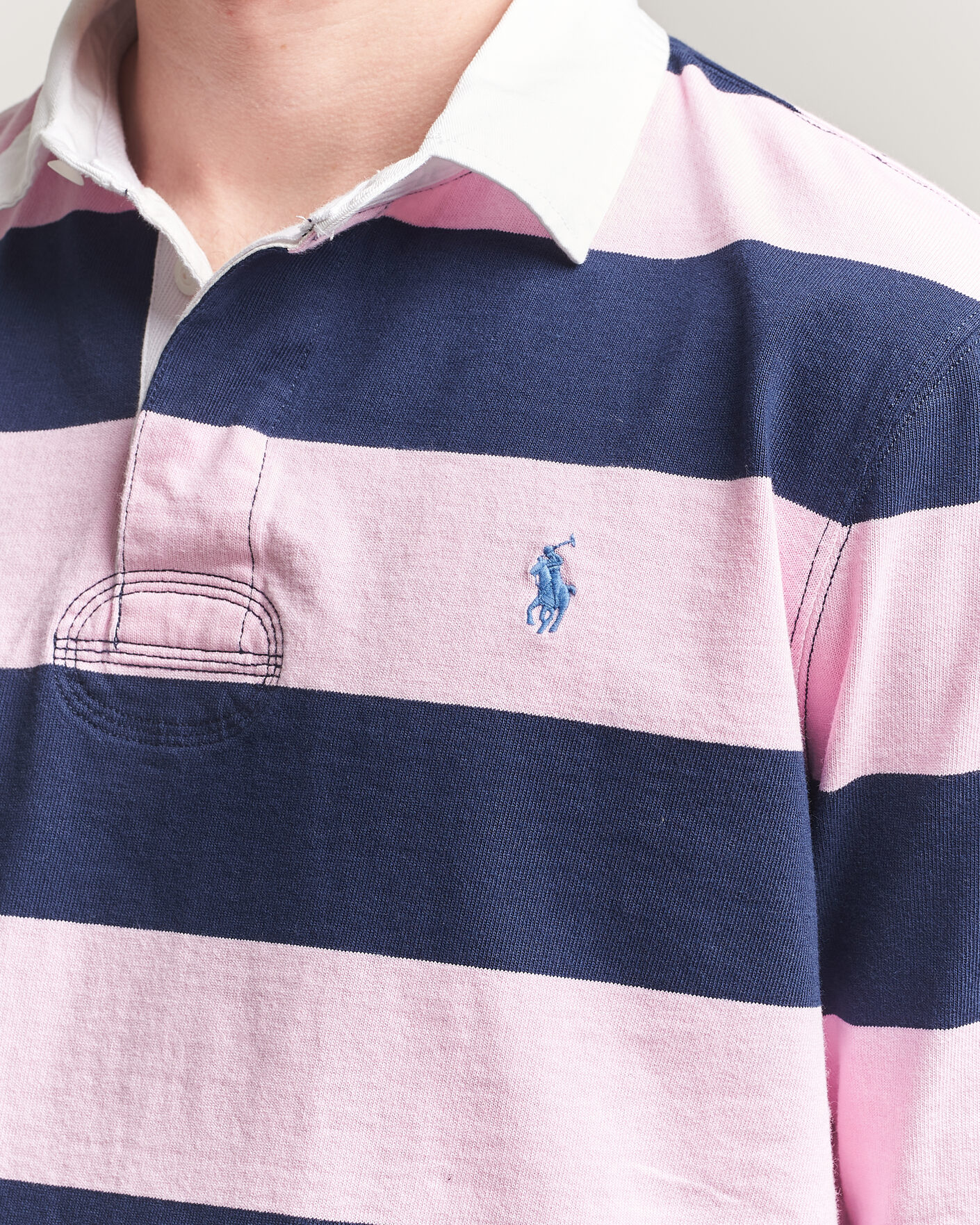 Herr | Tröjor | Polo Ralph Lauren | Jersey Striped Rugger Carmel Pink/Newport Navy
