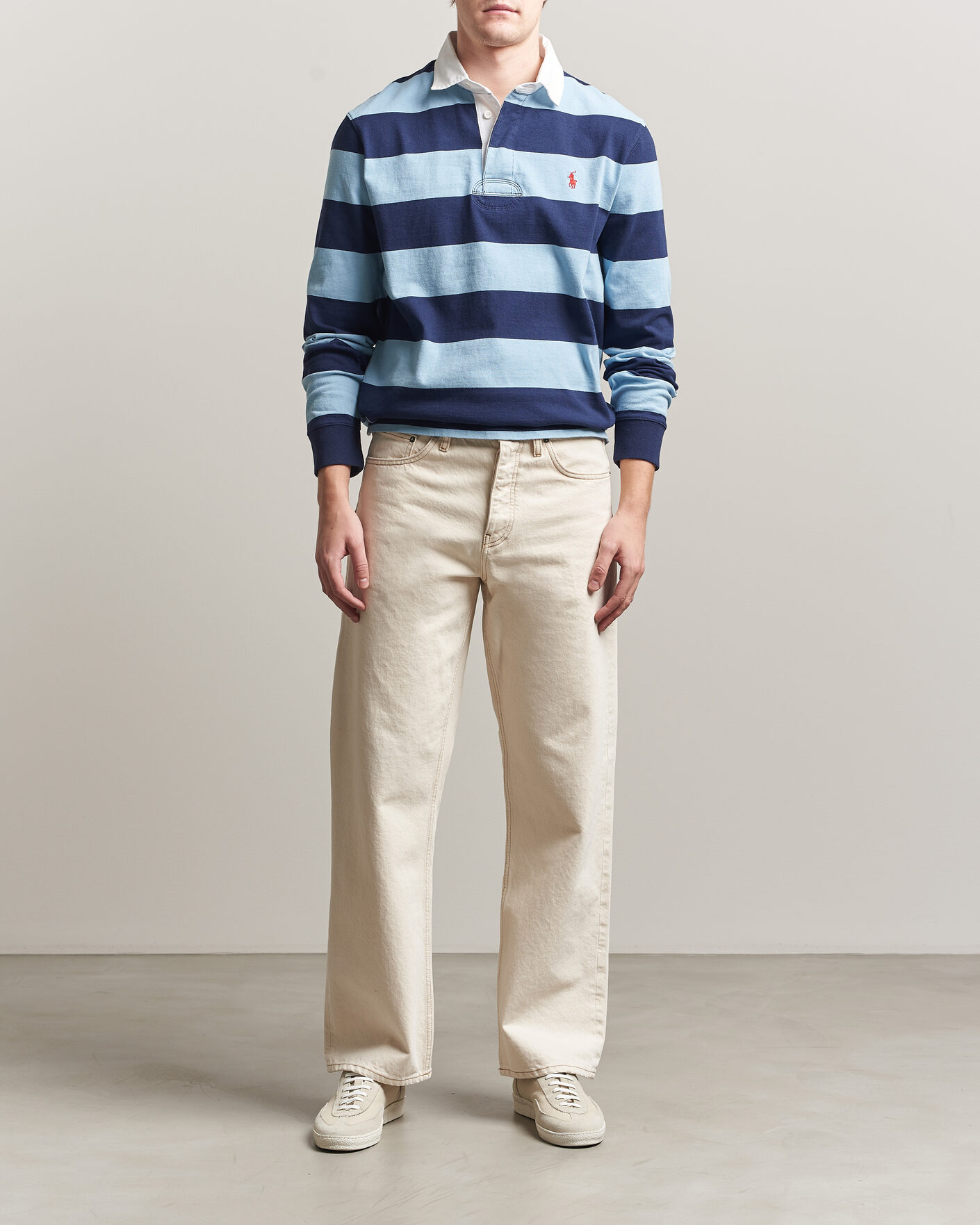 Herr | Tröjor | Polo Ralph Lauren | Jersey Striped Rugger Powder Blue/Newport Navy