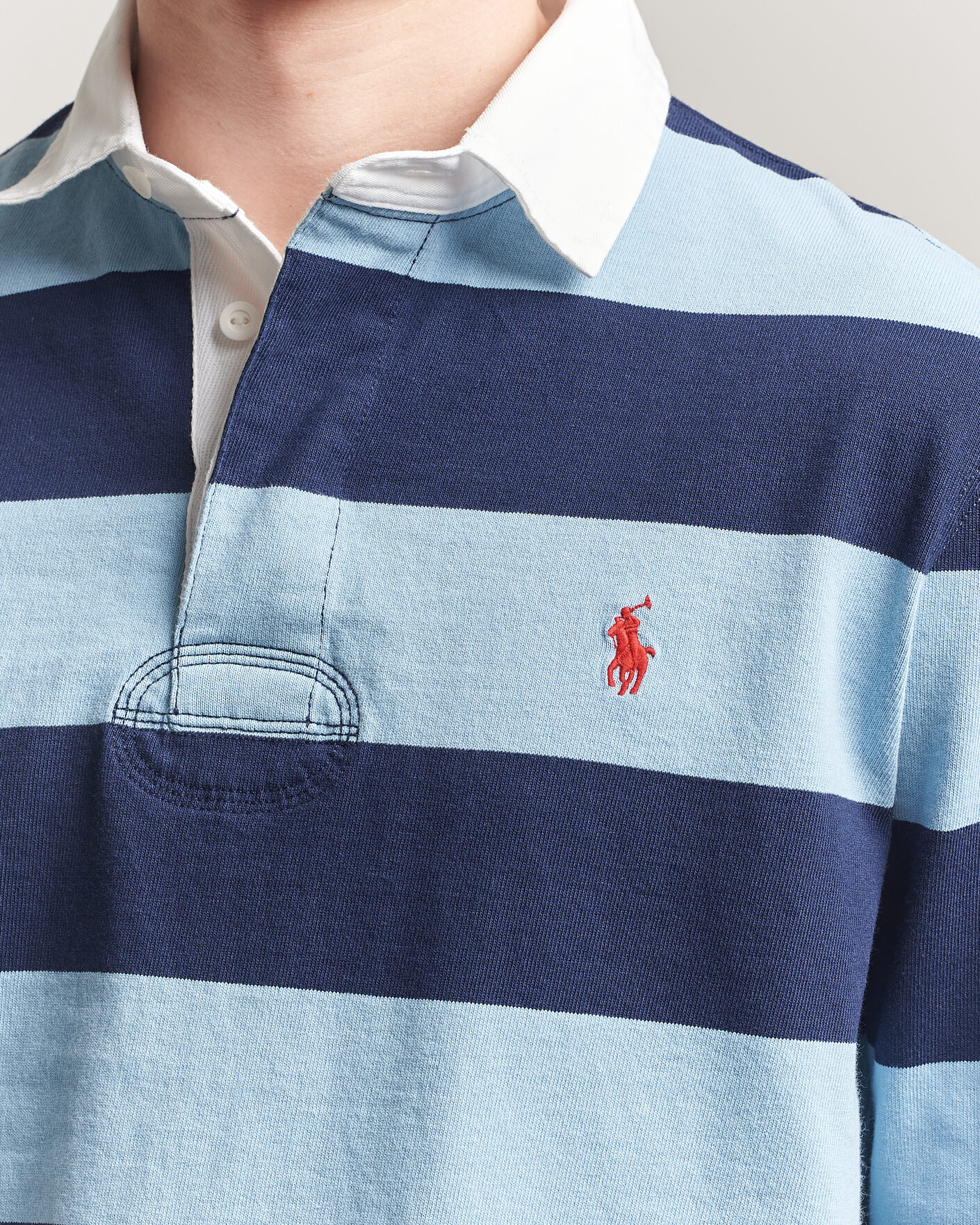 Herr | Tröjor | Polo Ralph Lauren | Jersey Striped Rugger Powder Blue/Newport Navy