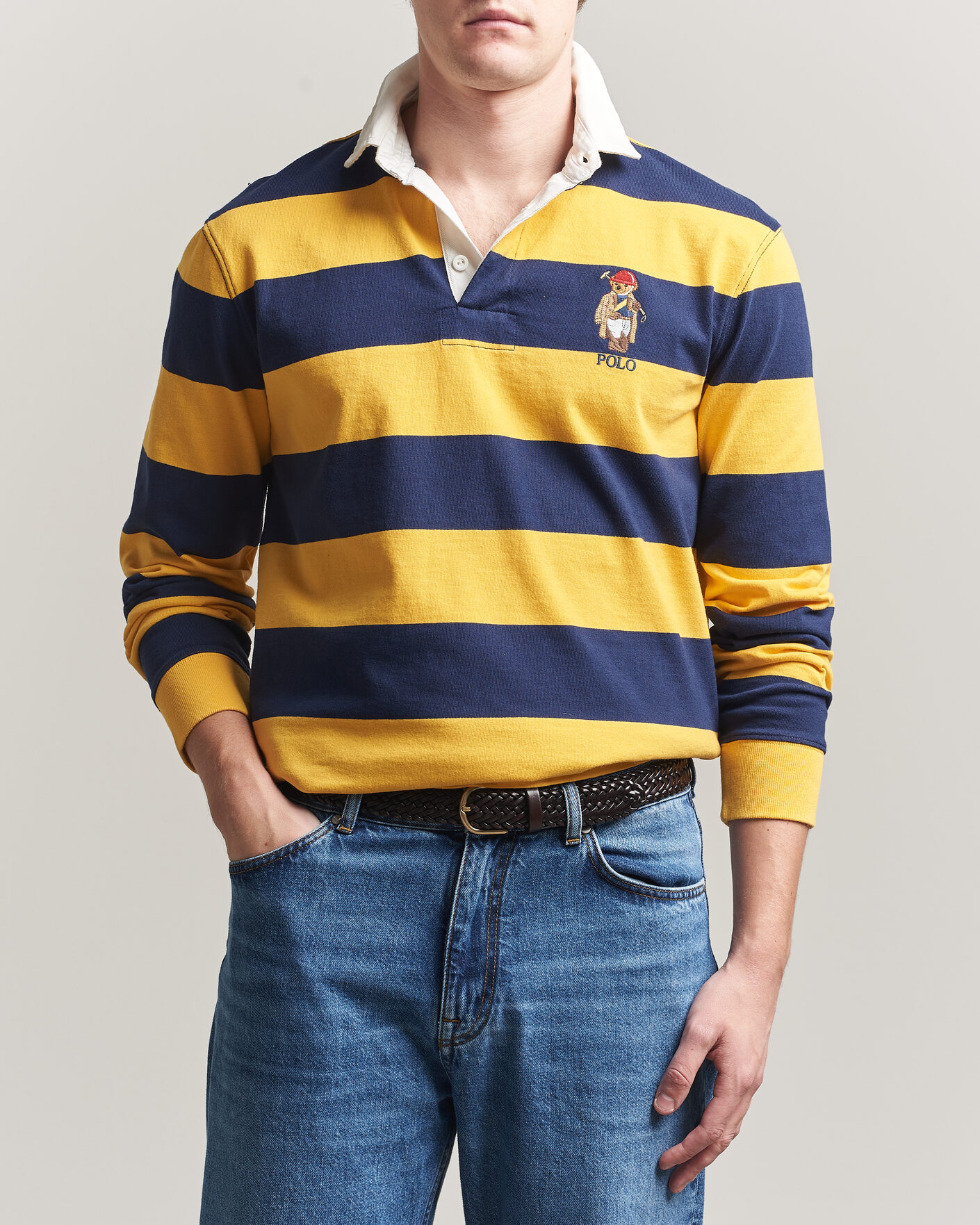 Herr | Tröjor | Polo Ralph Lauren | Jersey Striped Rugger Newport Navy/Gold