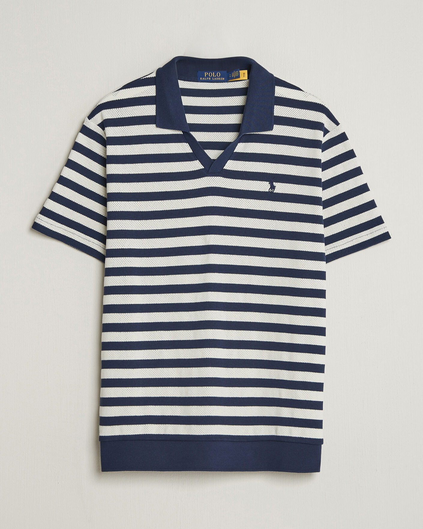 Herr | Pikéer | Polo Ralph Lauren | Cotton Texture Striped Polo Newport Navy/Cream