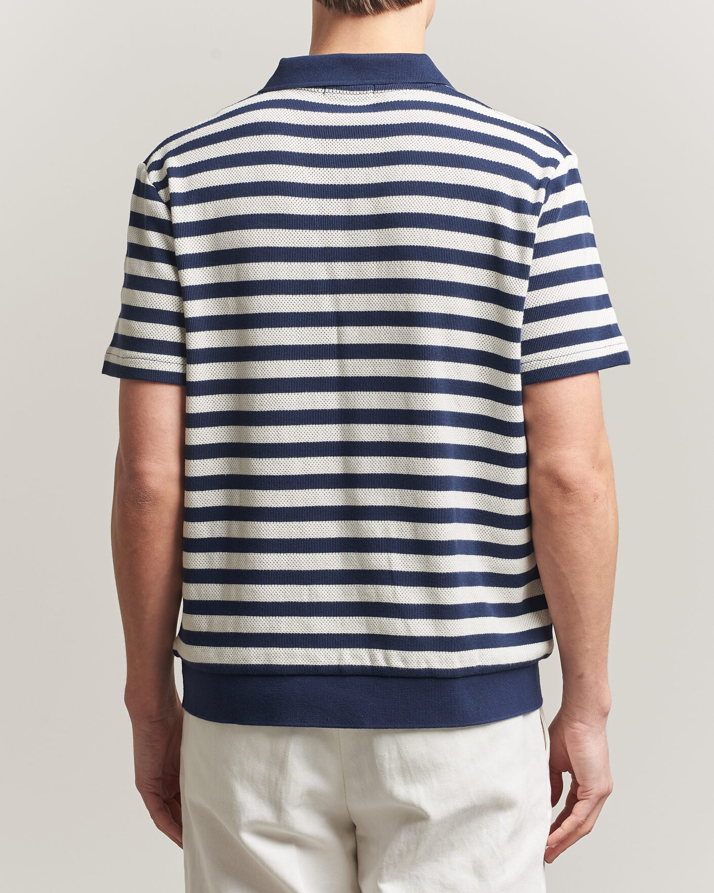 Herr | Pikéer | Polo Ralph Lauren | Cotton Texture Striped Polo Newport Navy/Cream