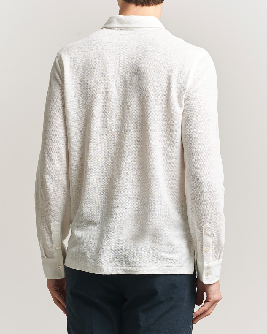 Herr | Pikéer | Polo Ralph Lauren | Long Sleeve Linen Polo Deckwash White