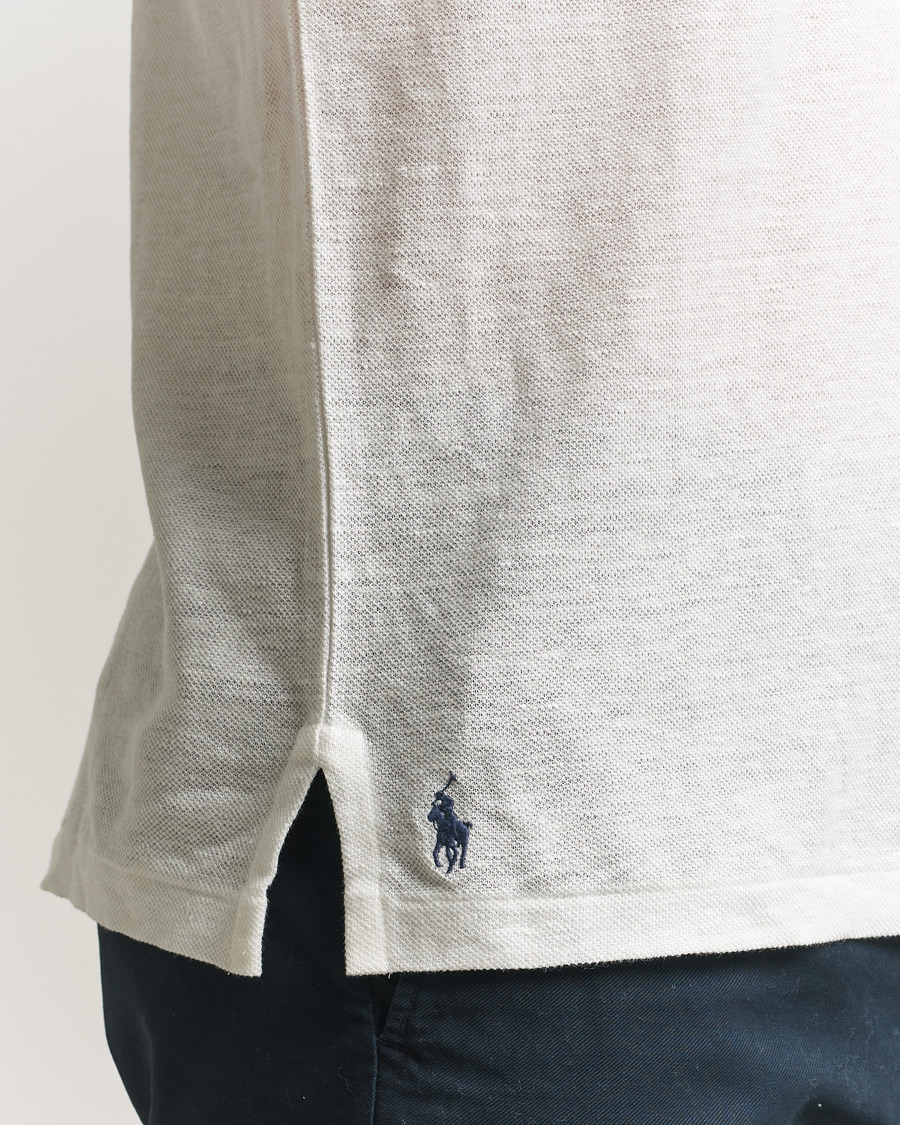 Herr | Pikéer | Polo Ralph Lauren | Long Sleeve Linen Polo Deckwash White