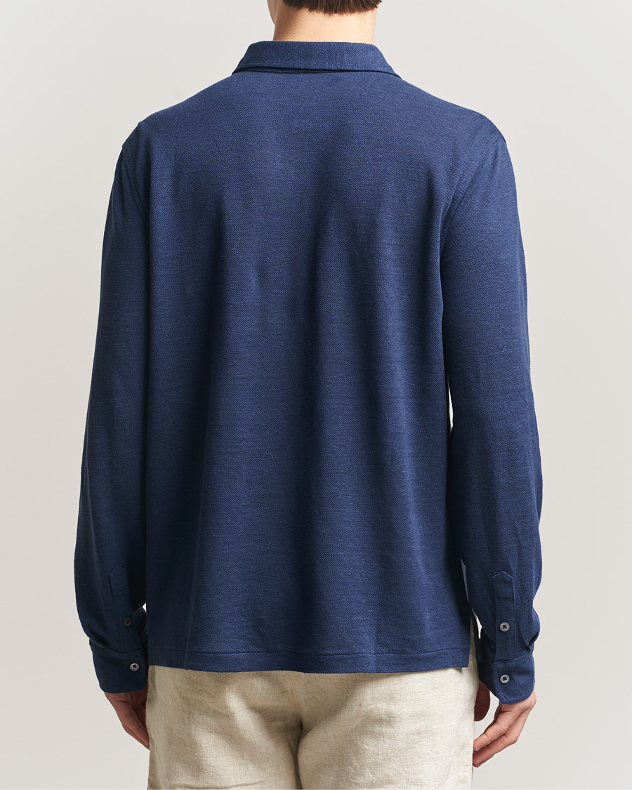 Herr | Pikéer | Polo Ralph Lauren | Long Sleeve Linen Polo Newport Navy