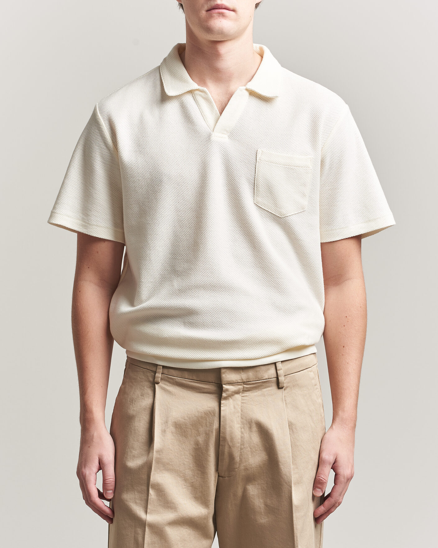 Herr | Pikéer | Polo Ralph Lauren | Knitted Polo Pale Cream