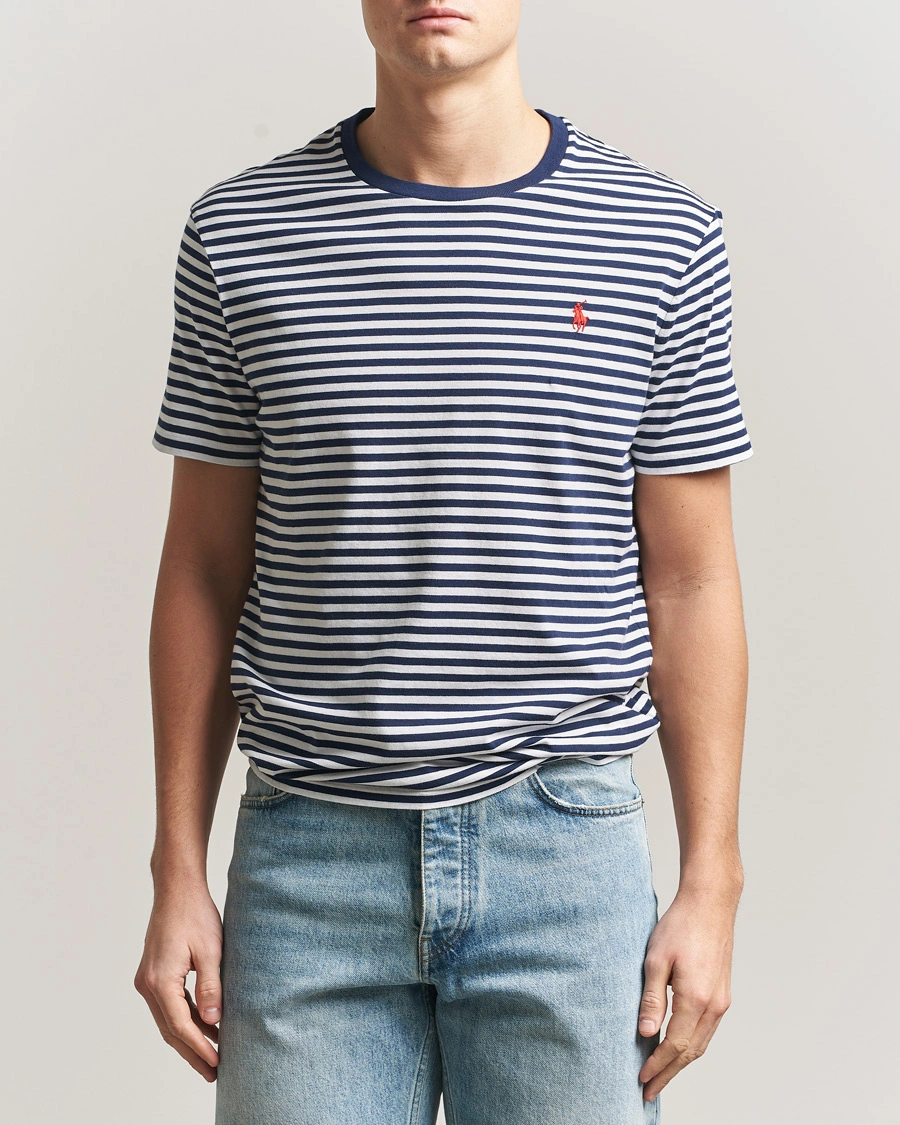 Herr | T-Shirts | Polo Ralph Lauren | Crew Neck Striped T-Shirt Newport Navy/White