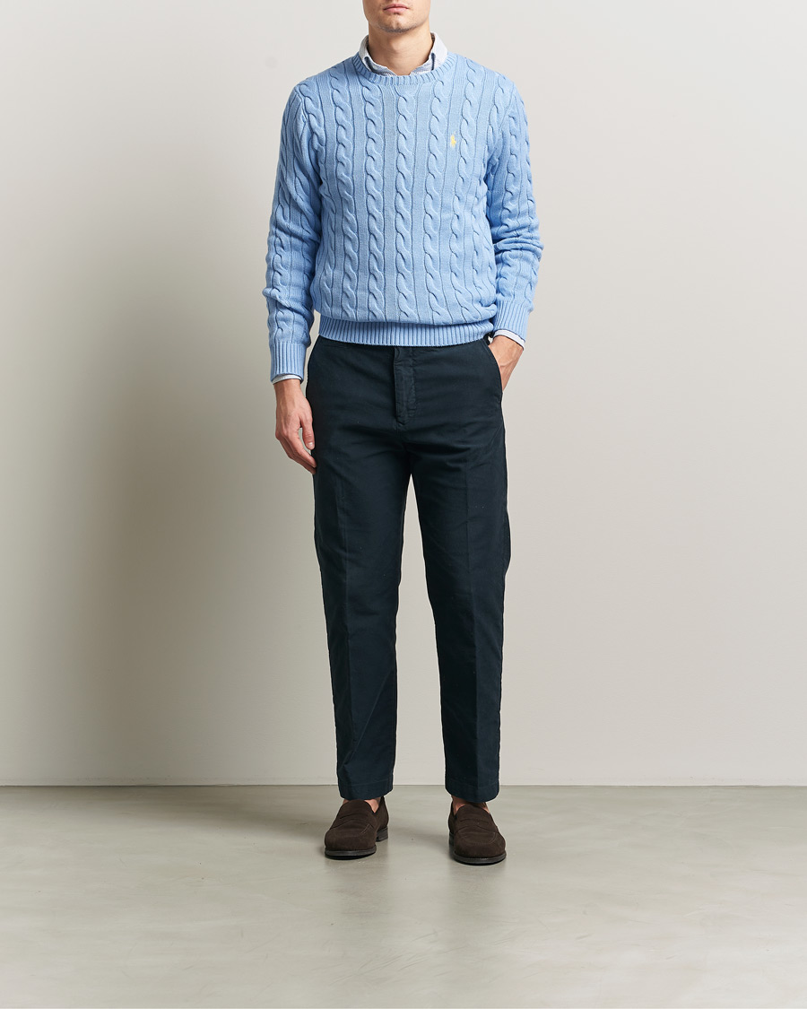 Herr | Tröjor | Polo Ralph Lauren | Cotton Cable Pullover Austin Blue