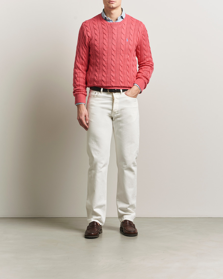 Herr | Tröjor | Polo Ralph Lauren | Cotton Cable Pullover Pale Red