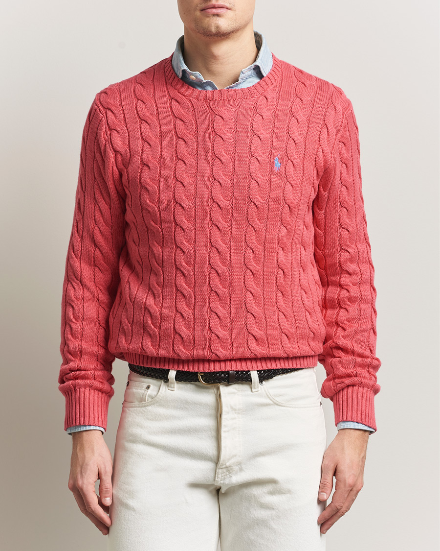 Herr | Tröjor | Polo Ralph Lauren | Cotton Cable Pullover Pale Red
