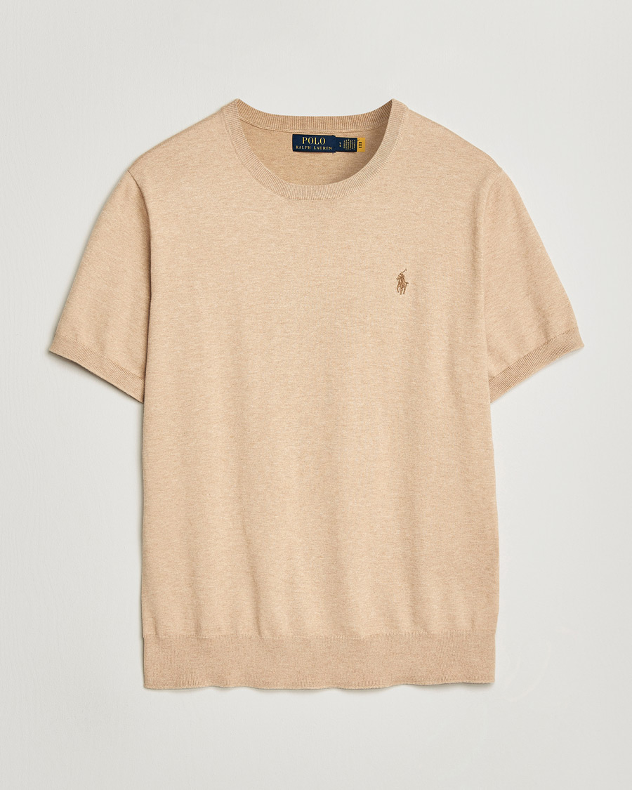Herr | T-Shirts | Polo Ralph Lauren | Knitted Short Sleeve T-Shirt Camel Melange