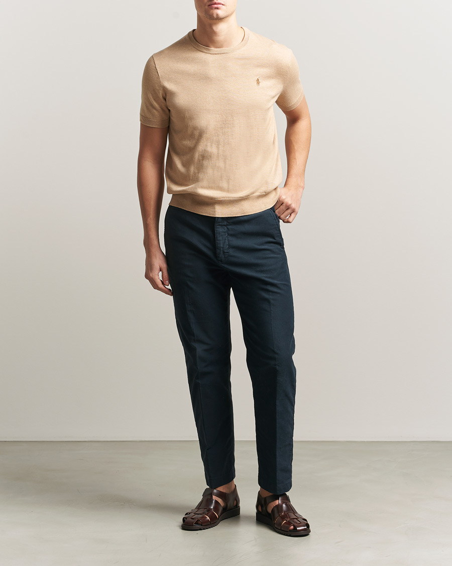 Herr | T-Shirts | Polo Ralph Lauren | Knitted Short Sleeve T-Shirt Camel Melange