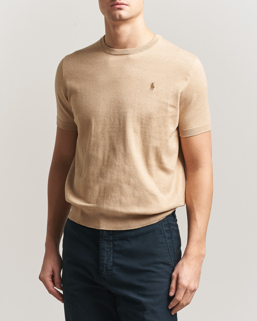 Herr | T-Shirts | Polo Ralph Lauren | Knitted Short Sleeve T-Shirt Camel Melange