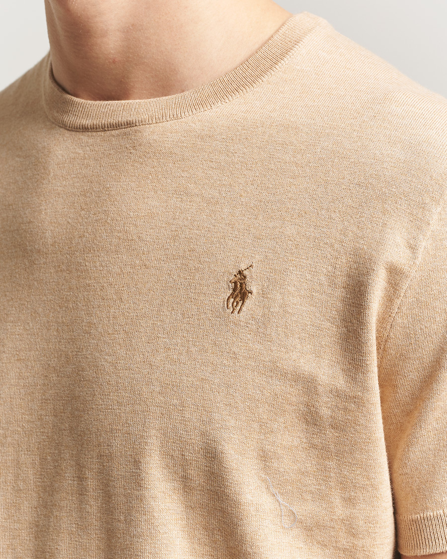 Herr | T-Shirts | Polo Ralph Lauren | Knitted Short Sleeve T-Shirt Camel Melange