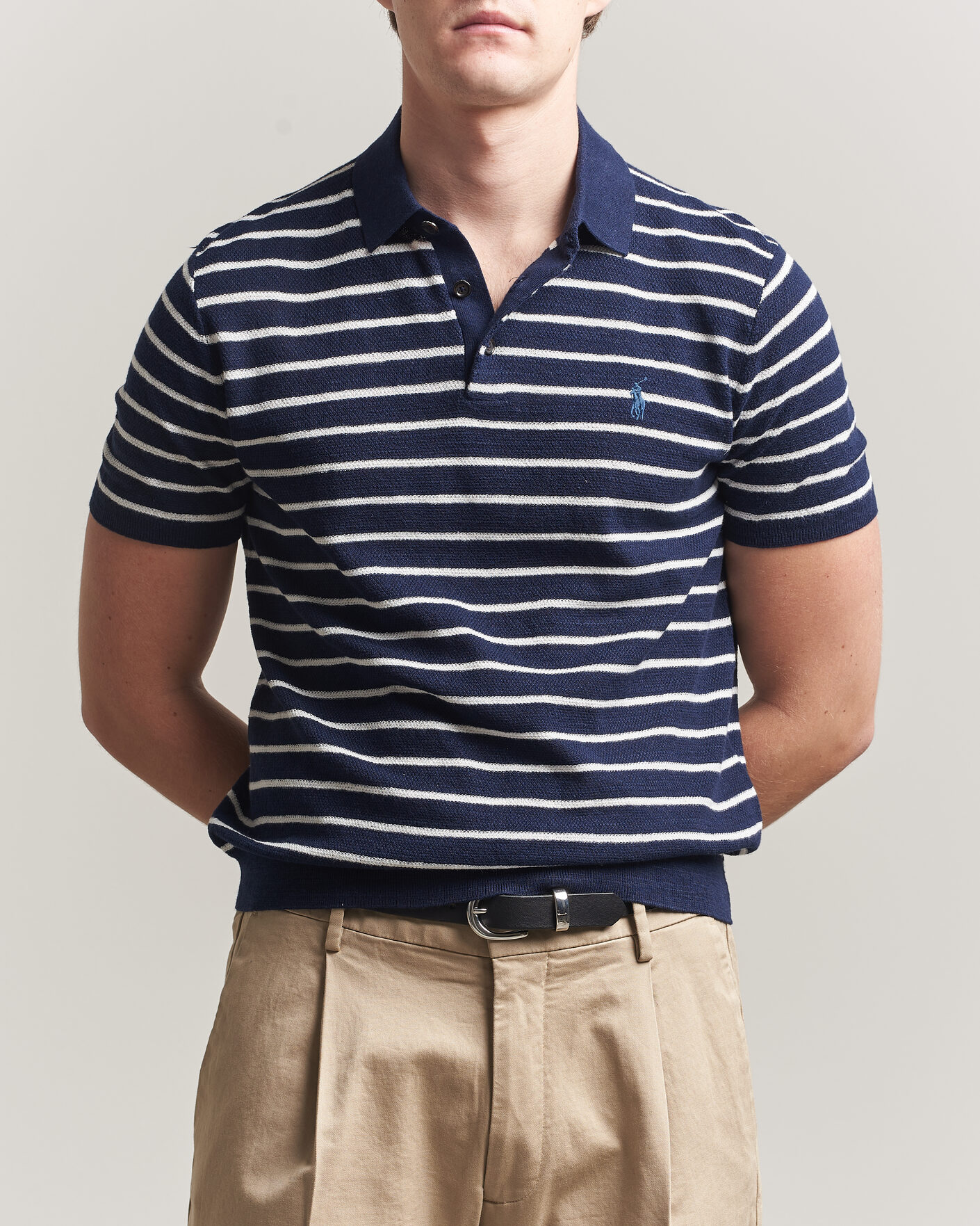 Herr | Pikéer | Polo Ralph Lauren | Cotton Blend Striped Polo Bright Navy Combo