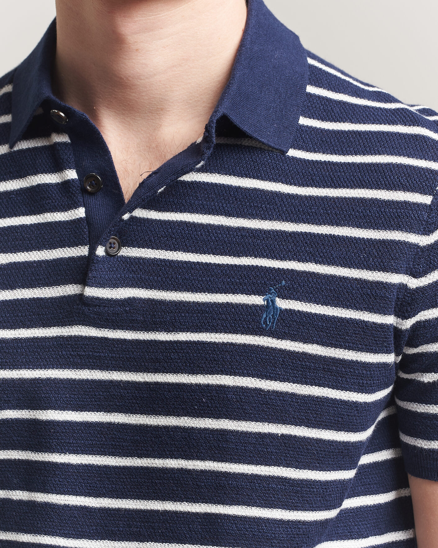 Herr | Pikéer | Polo Ralph Lauren | Cotton Blend Striped Polo Bright Navy Combo