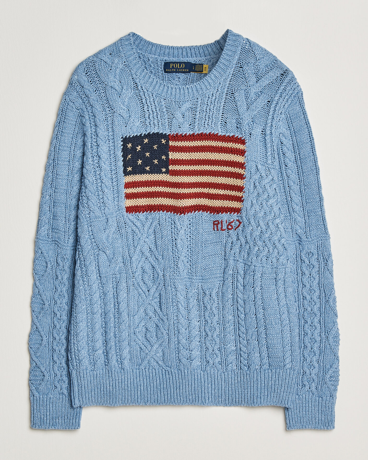 Herr | Tröjor | Polo Ralph Lauren | Cotton Flag Sweater Light Blue Combo