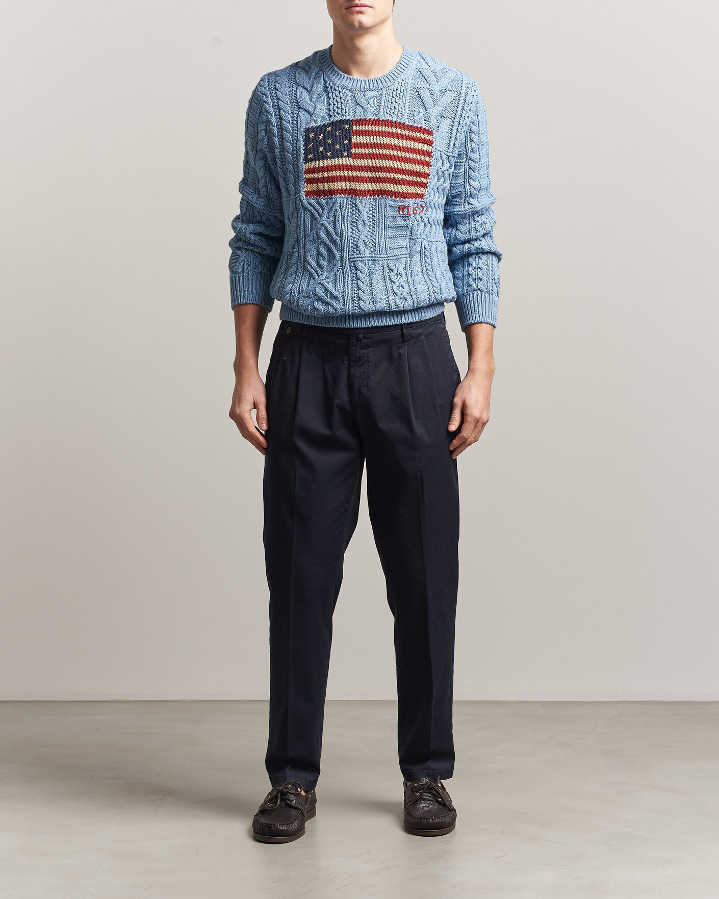 Herr | Tröjor | Polo Ralph Lauren | Cotton Flag Sweater Light Blue Combo