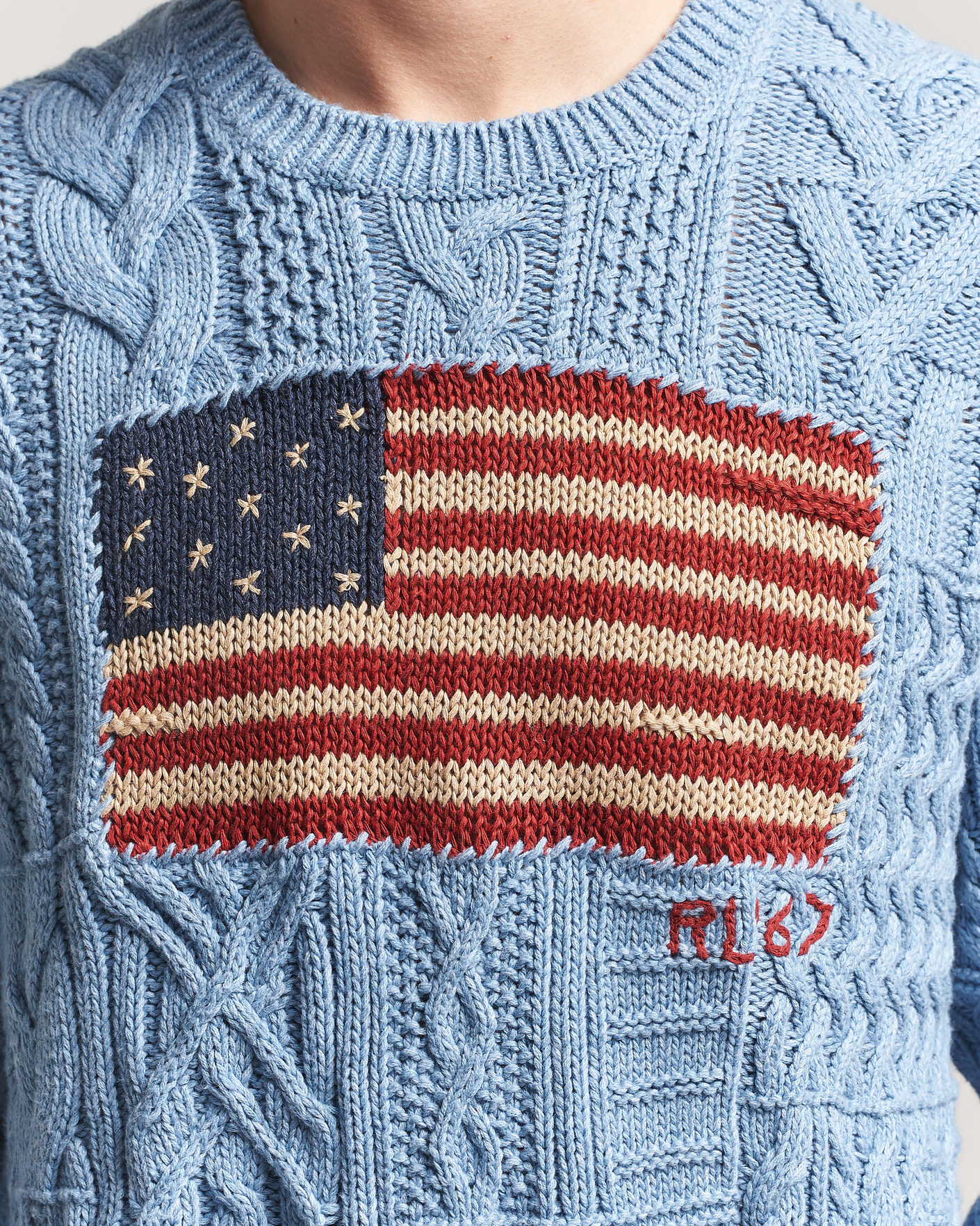 Herr | Tröjor | Polo Ralph Lauren | Cotton Flag Sweater Light Blue Combo