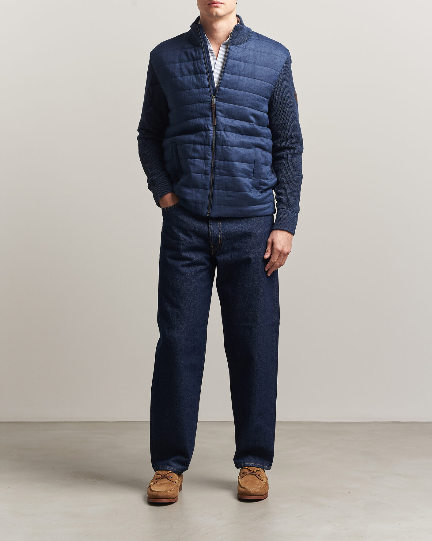 Herr |  | Polo Ralph Lauren | Linen Full Zip Sweater Navy