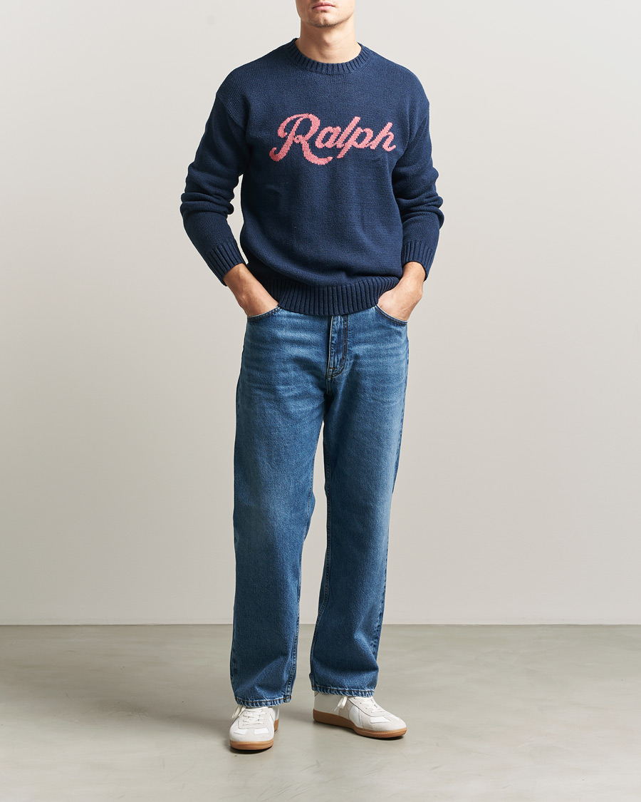 Herr | Tröjor | Polo Ralph Lauren | Linen Blend Sweater Dark Cobalt