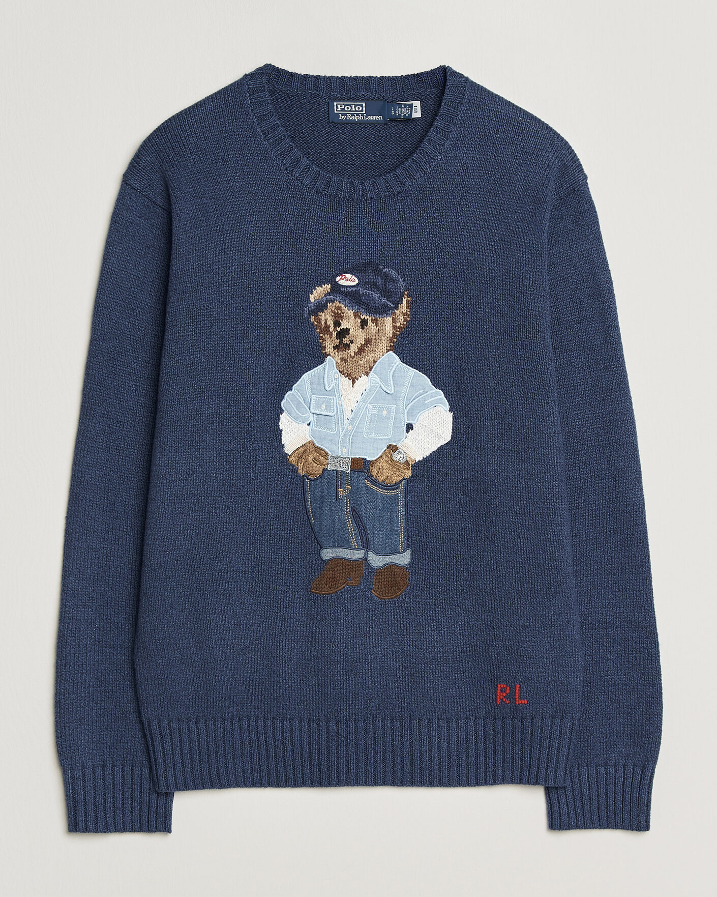 Herr | Tröjor | Polo Ralph Lauren | Cotton Linen Bear Sweater Light Navy
