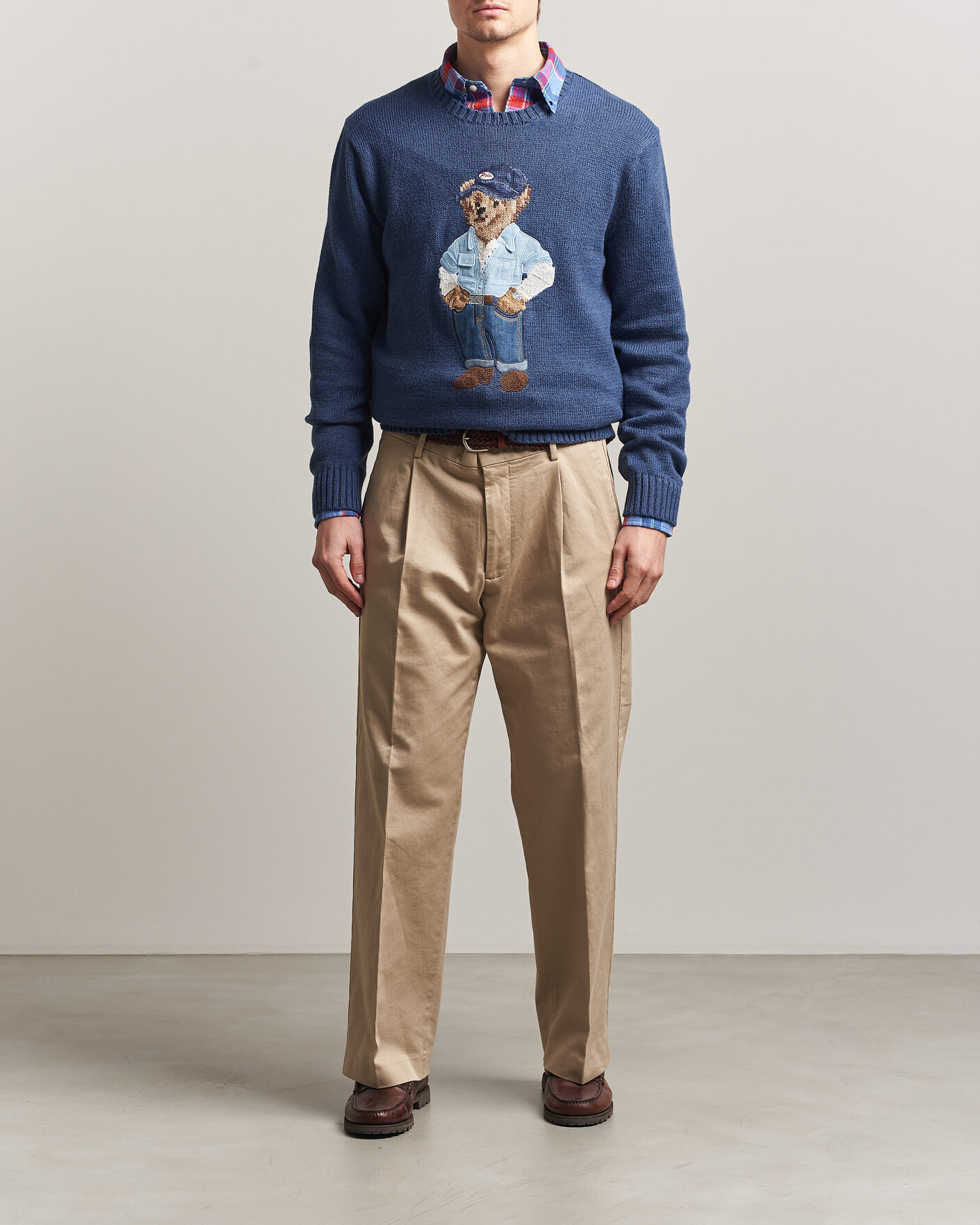 Herr | Tröjor | Polo Ralph Lauren | Cotton Linen Bear Sweater Light Navy
