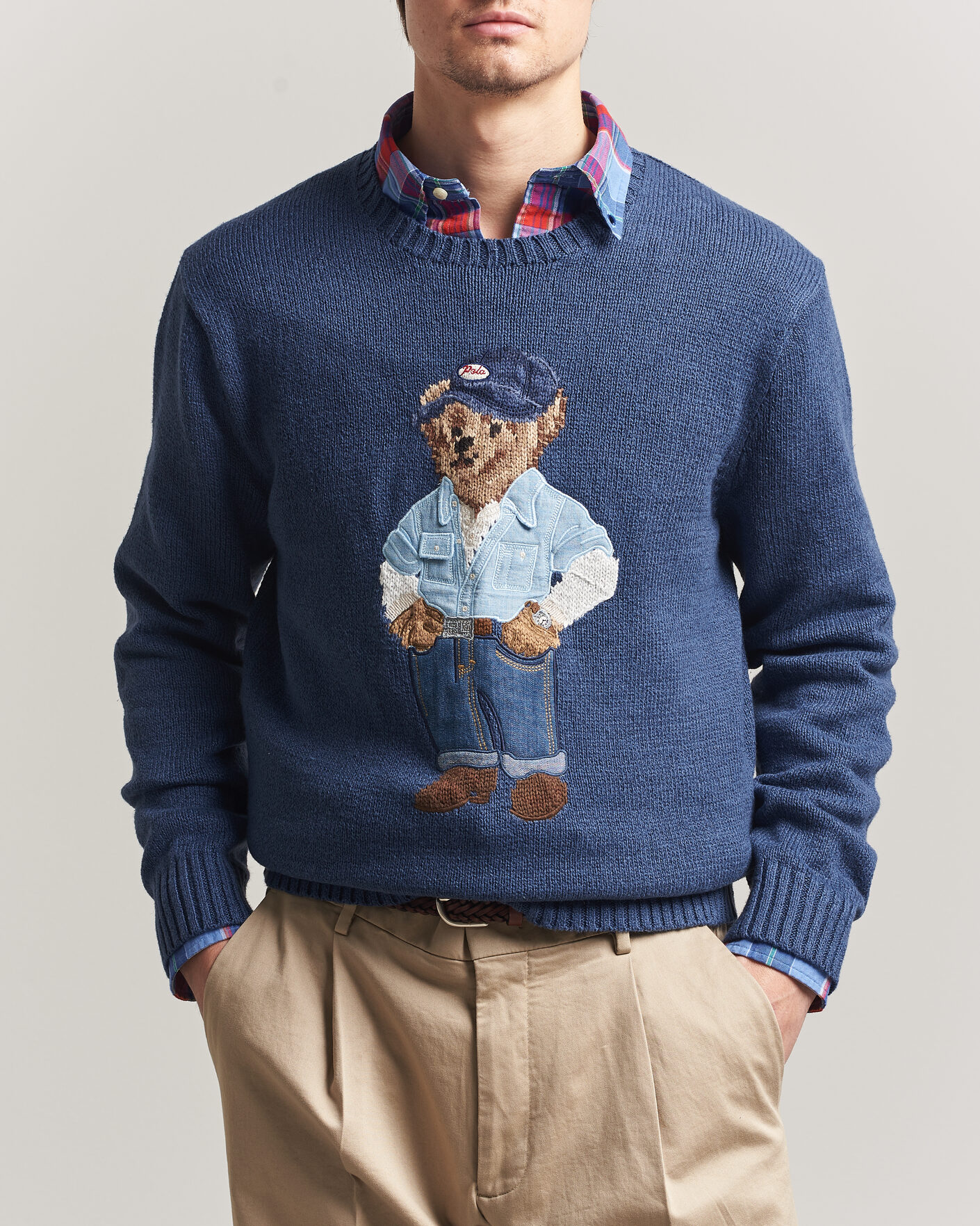 Herr | Tröjor | Polo Ralph Lauren | Cotton Linen Bear Sweater Light Navy