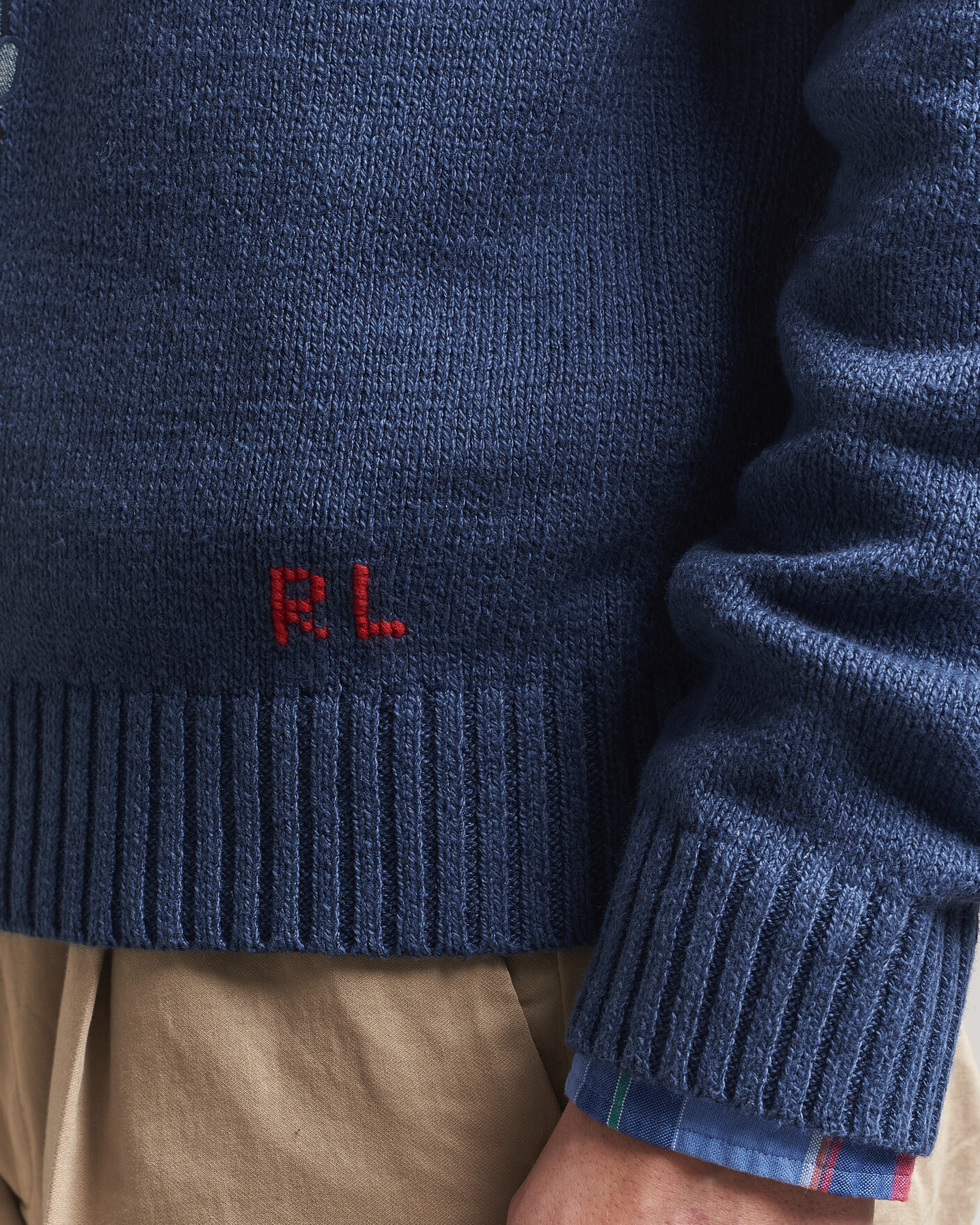 Herr | Tröjor | Polo Ralph Lauren | Cotton Linen Bear Sweater Light Navy