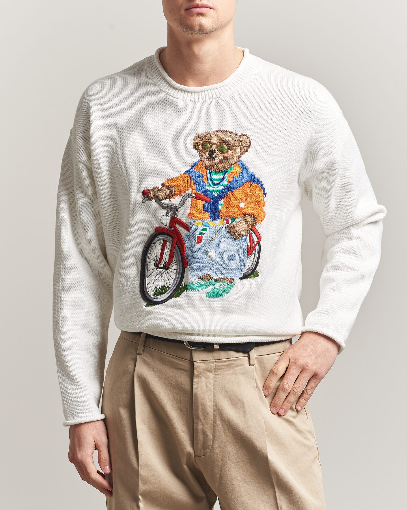 Herr | Tröjor | Polo Ralph Lauren | Cotton Bear Sweater Deckwash White