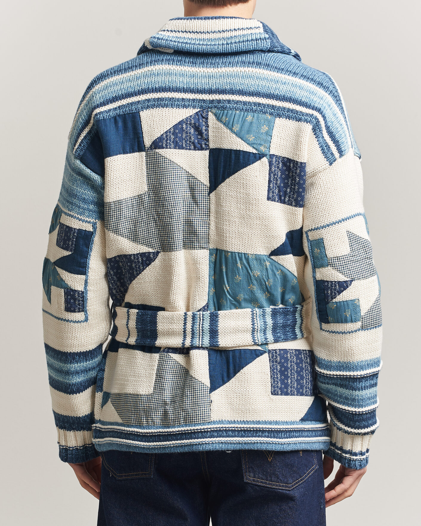 Herr | Tröjor | Polo Ralph Lauren | Cotton Linen Cardigan Cream Blue Combo