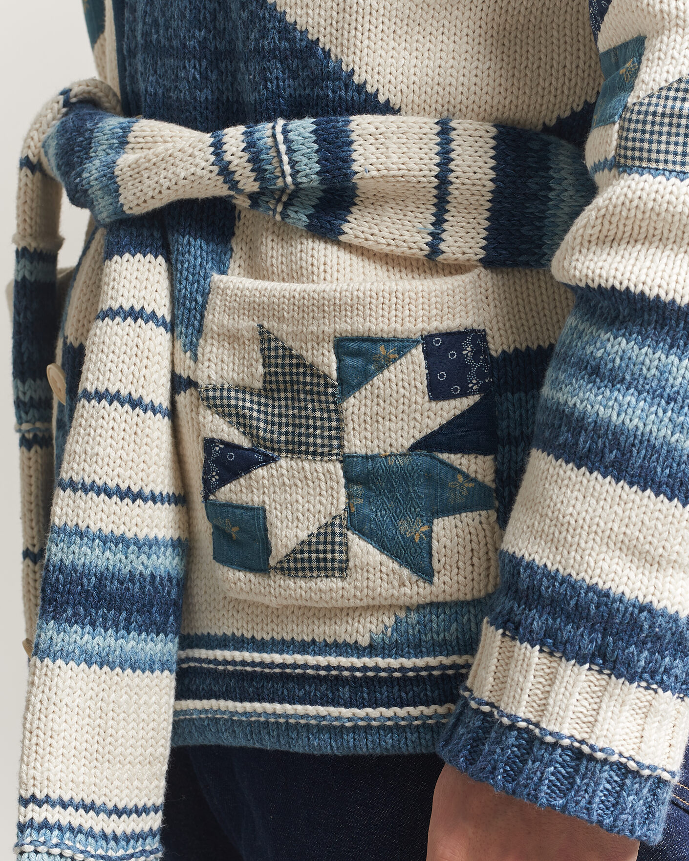 Herr | Tröjor | Polo Ralph Lauren | Cotton Linen Cardigan Cream Blue Combo