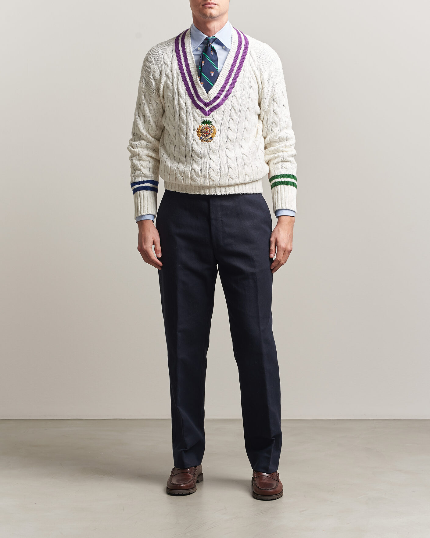 Herr | Tröjor | Polo Ralph Lauren | Cotton Linen Blend Sweater Cream Combo