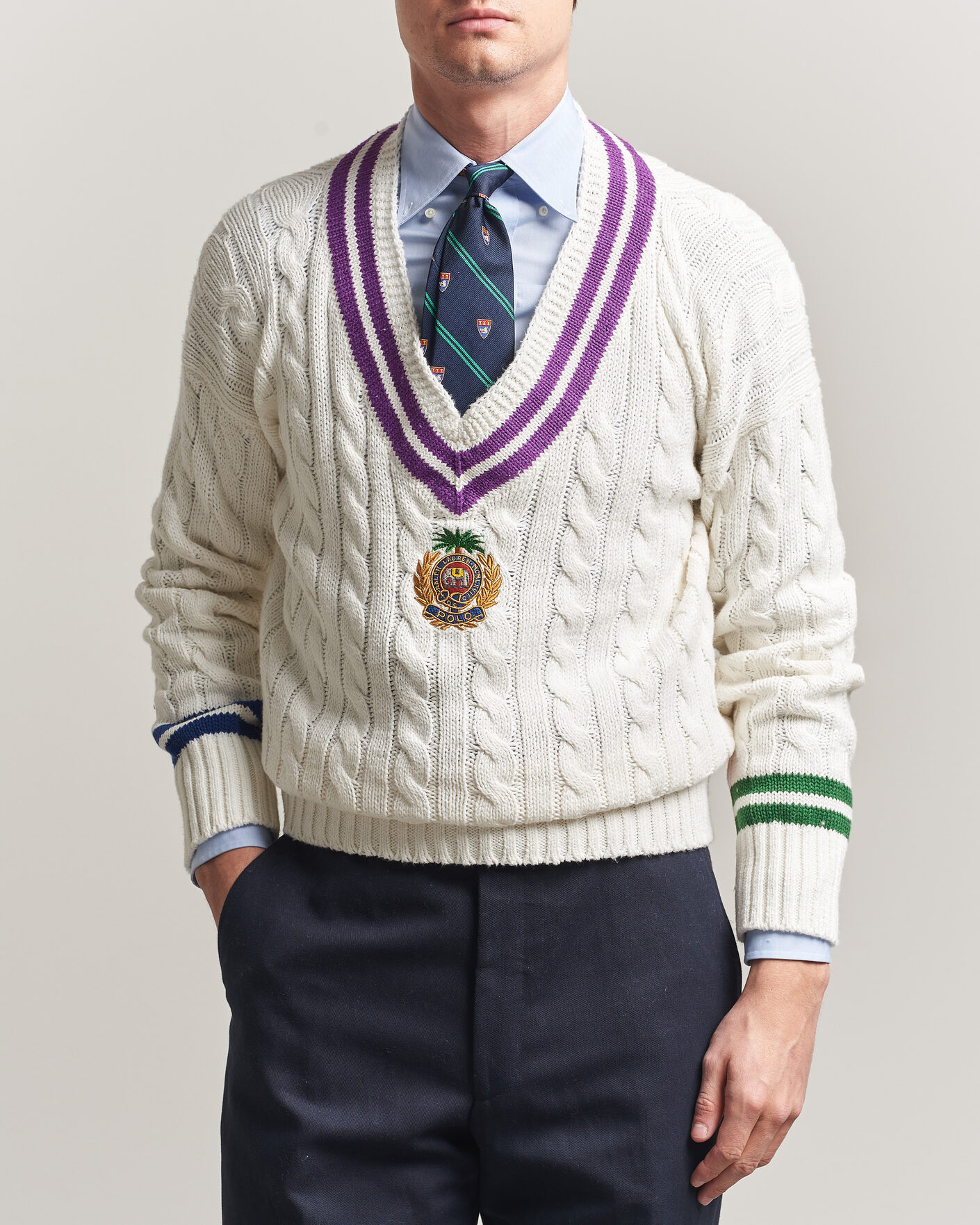 Herr | Tröjor | Polo Ralph Lauren | Cotton Linen Blend Sweater Cream Combo