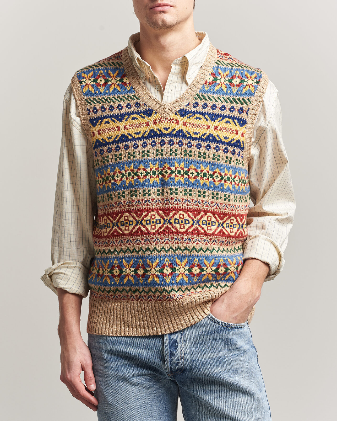 Herr | Tröjor | Polo Ralph Lauren | Cotton Linen Blend Vest Tan Combo