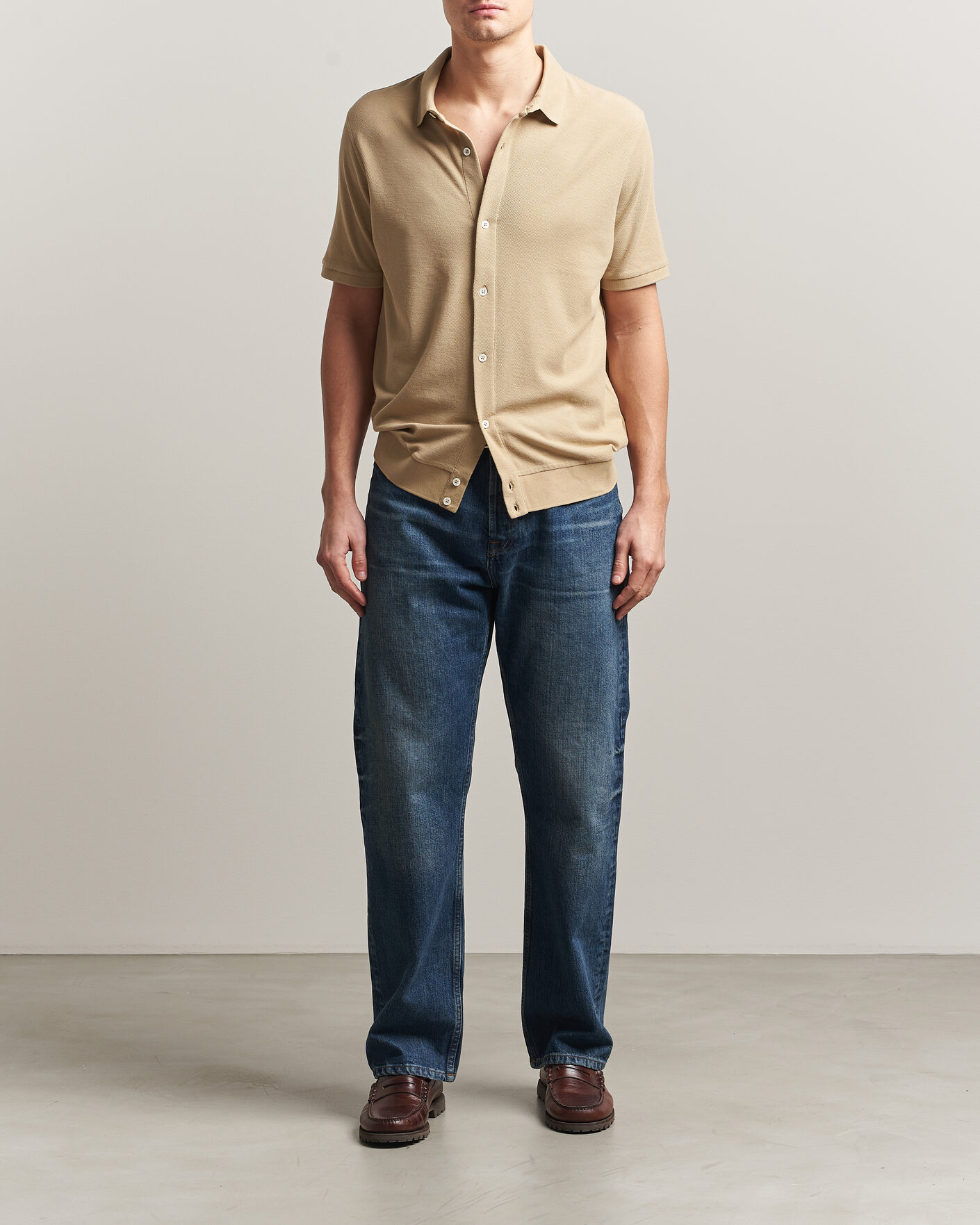 Herr | Pikéer | Polo Ralph Lauren | Cotton Knitted Polo Coastal Beige