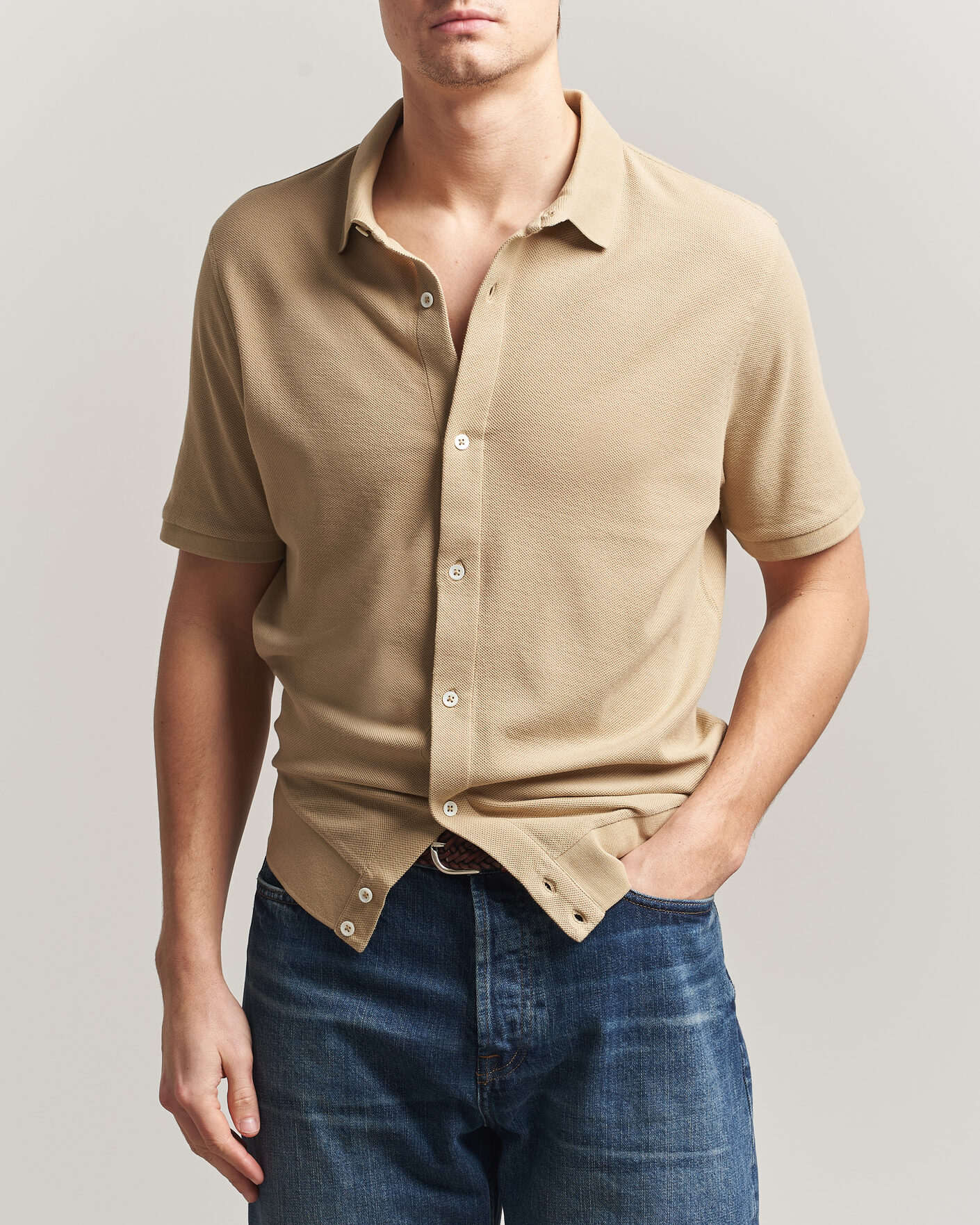 Herr | Pikéer | Polo Ralph Lauren | Cotton Knitted Polo Coastal Beige