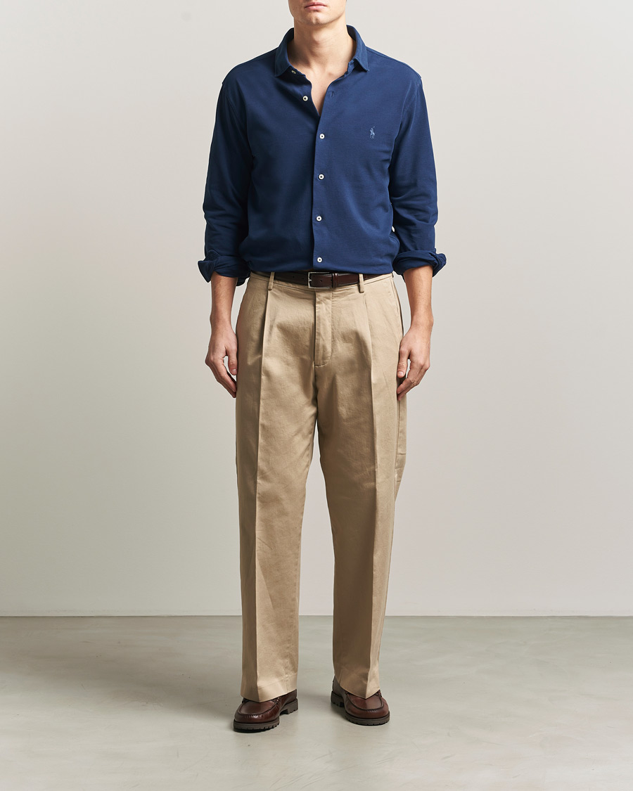 Herr | Skjortor | Polo Ralph Lauren | Featherweight Knitted Shirt Dark Cobalt