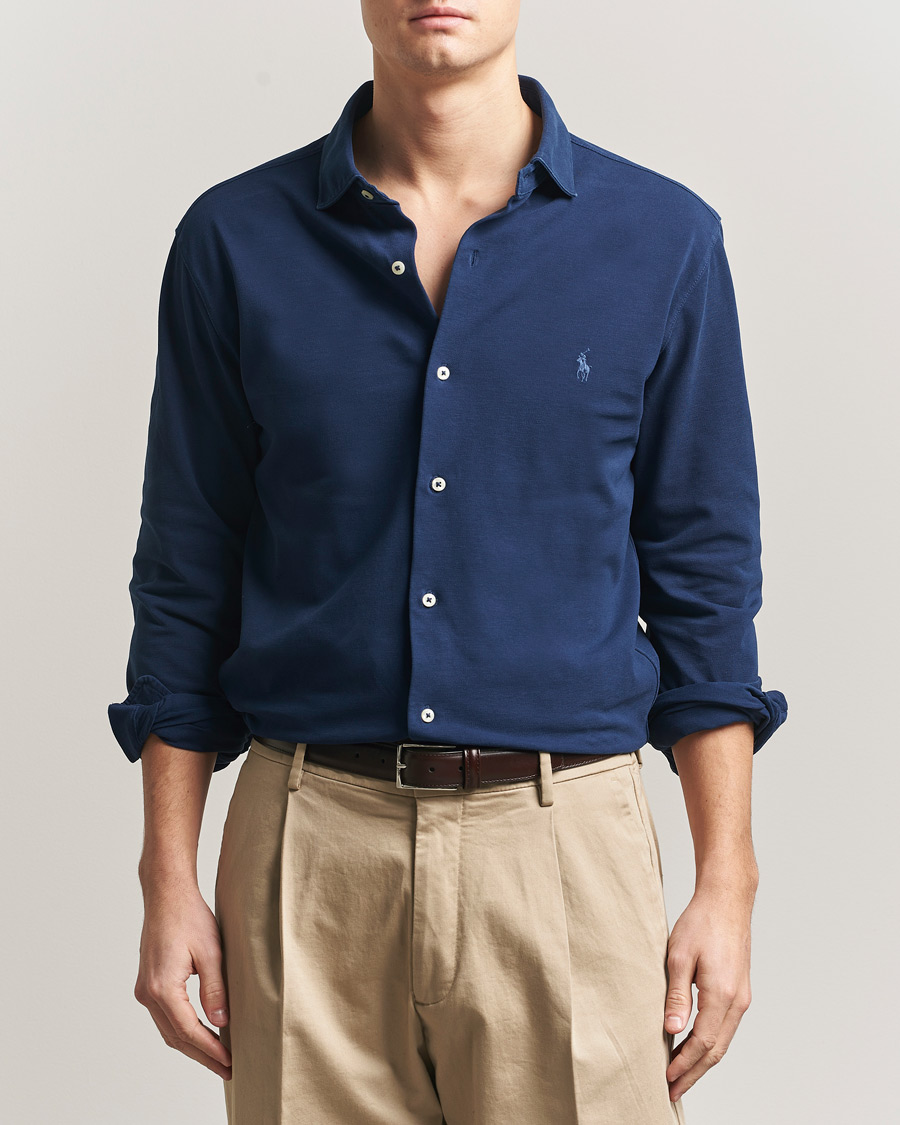 Herr | Skjortor | Polo Ralph Lauren | Featherweight Knitted Shirt Dark Cobalt