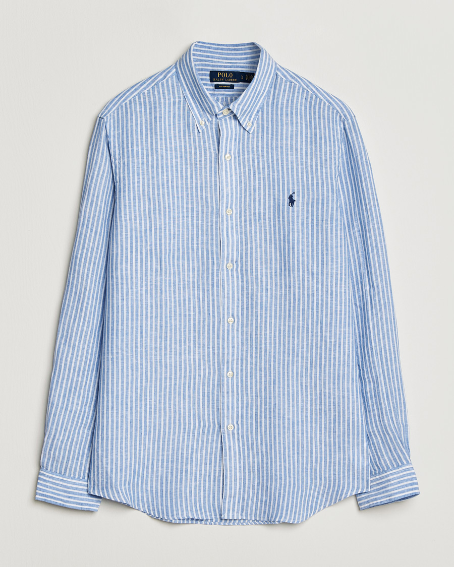Herr | Skjortor | Polo Ralph Lauren | Custom Fit Linen Shirt Blue/White