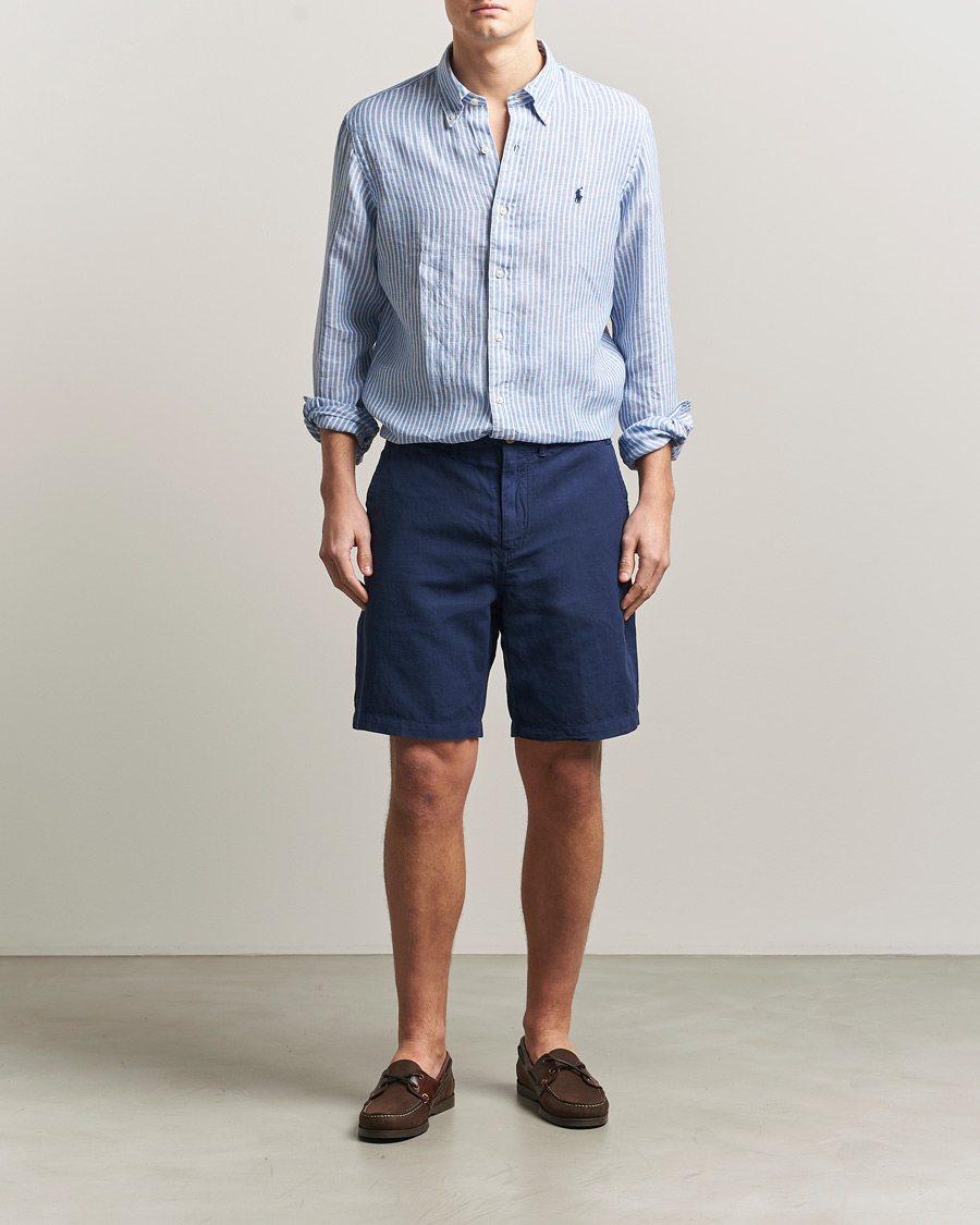 Herr | Skjortor | Polo Ralph Lauren | Custom Fit Linen Shirt Blue/White