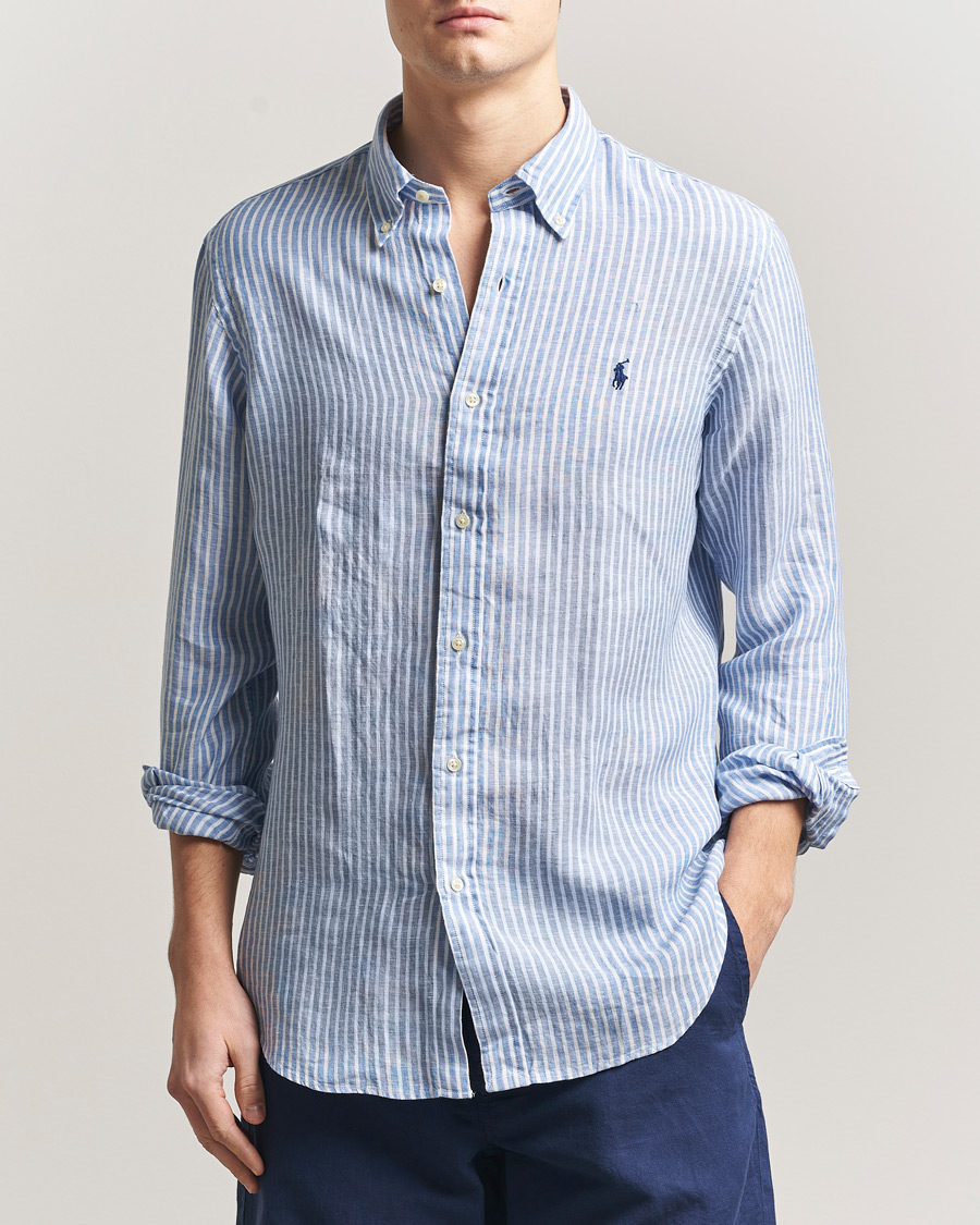 Herr | Skjortor | Polo Ralph Lauren | Custom Fit Linen Shirt Blue/White