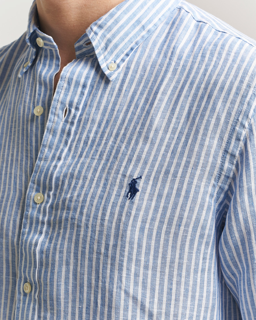 Herr | Skjortor | Polo Ralph Lauren | Custom Fit Linen Shirt Blue/White