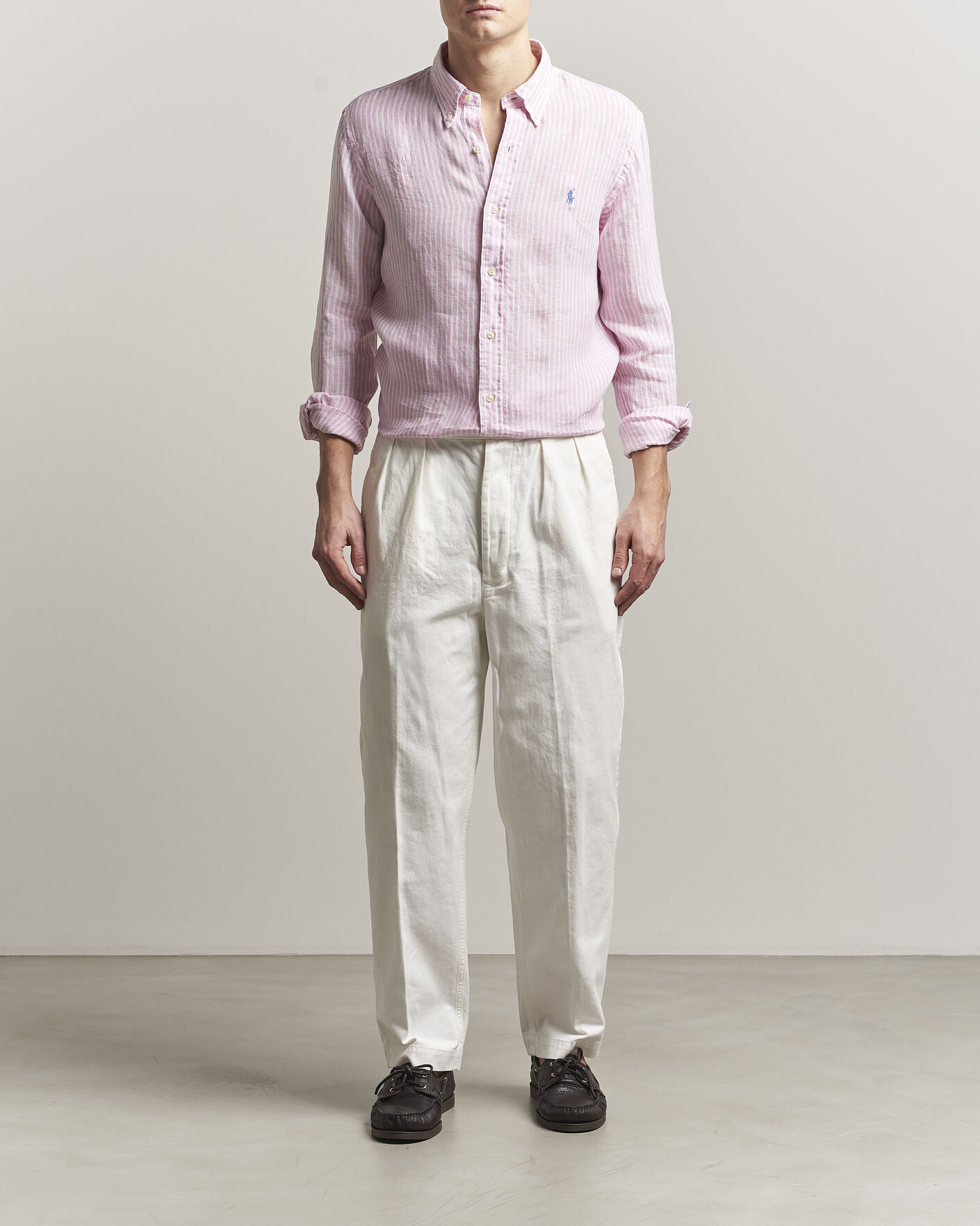 Herr | Skjortor | Polo Ralph Lauren | Custom Fit Linen Shirt Pink/White