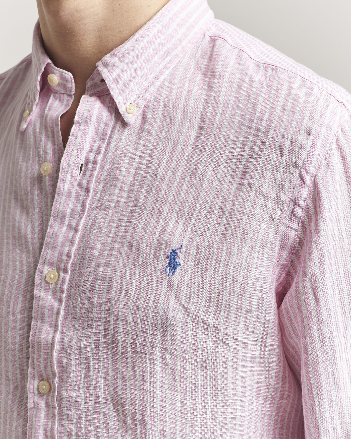 Herr | Skjortor | Polo Ralph Lauren | Custom Fit Linen Shirt Pink/White
