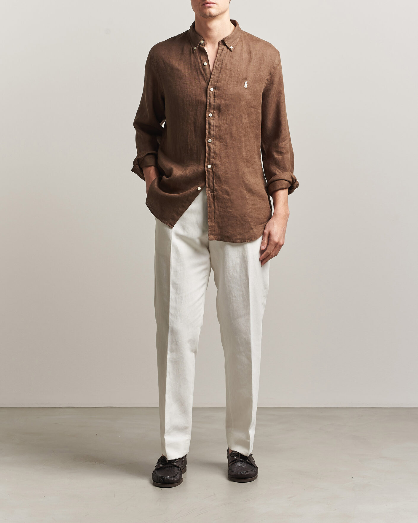 Herr | Skjortor | Polo Ralph Lauren | Slim Fit Linen Shirt Chestnut
