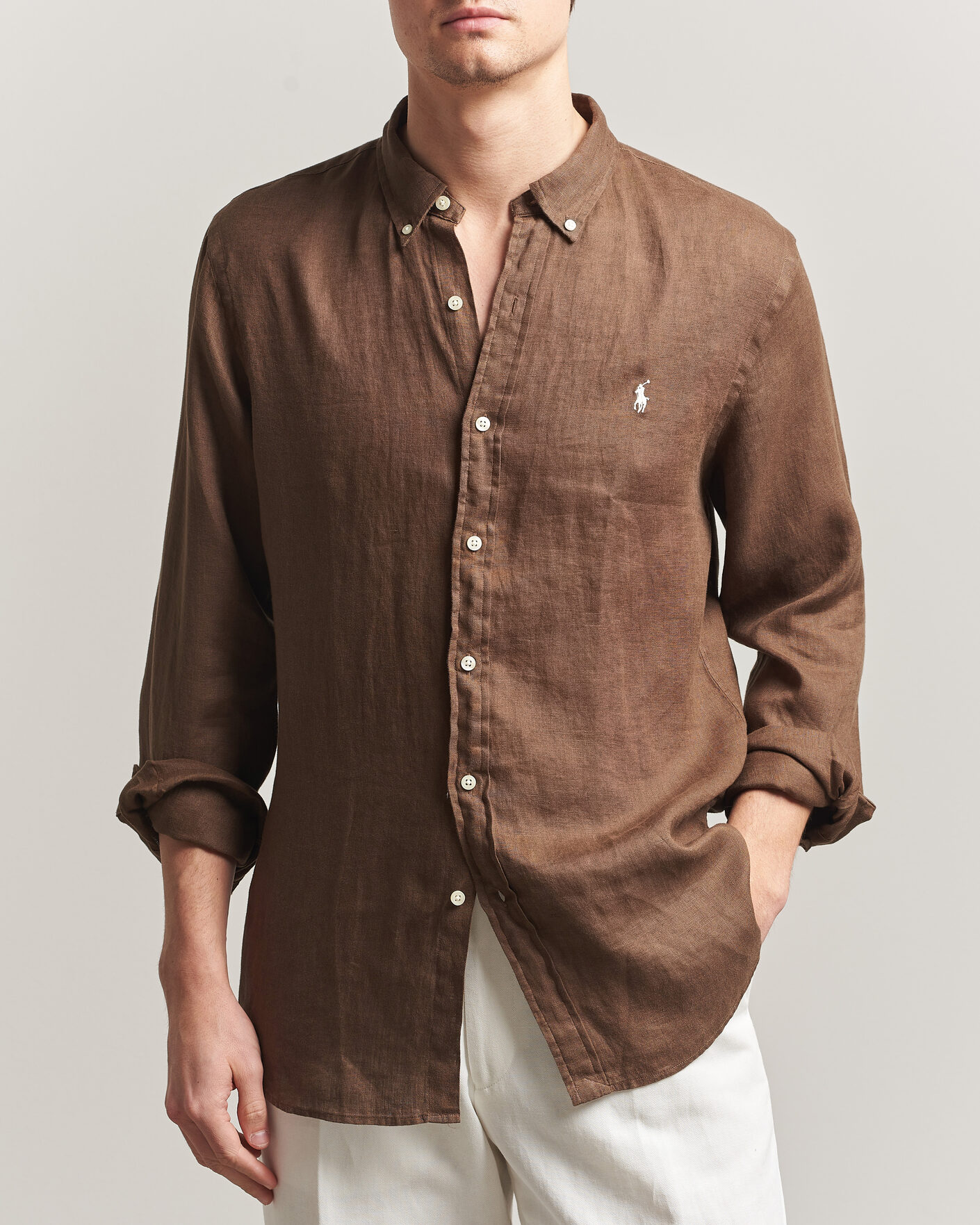 Herr | Skjortor | Polo Ralph Lauren | Slim Fit Linen Shirt Chestnut