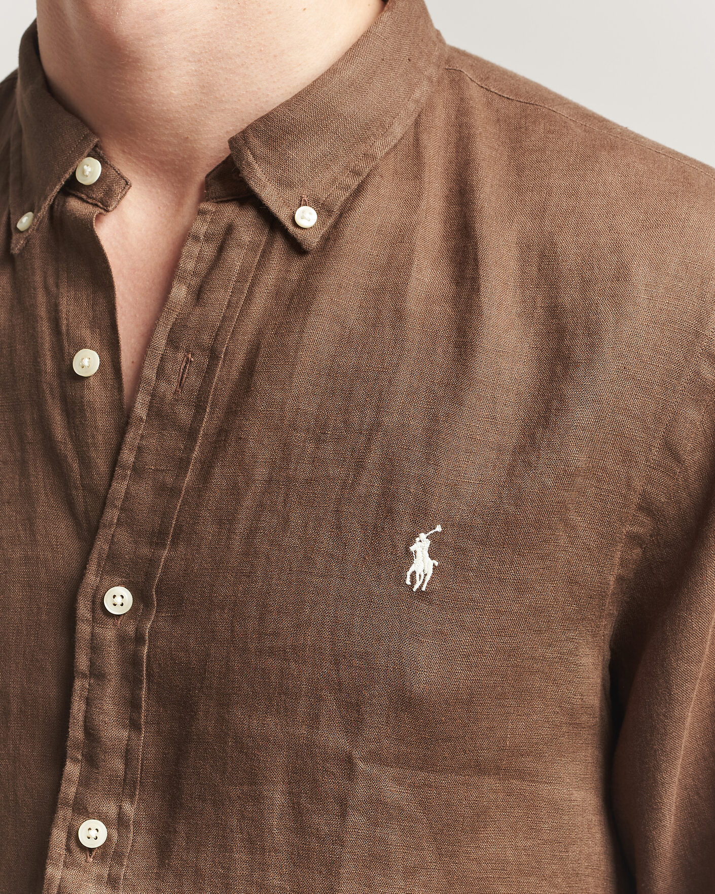 Herr | Skjortor | Polo Ralph Lauren | Slim Fit Linen Shirt Chestnut