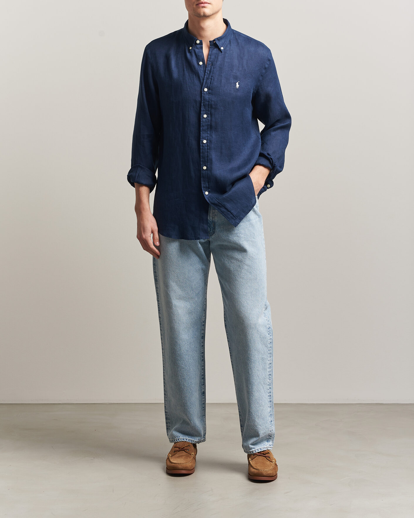 Herr | Skjortor | Polo Ralph Lauren | Slim Fit Linen Shirt Newport Navy